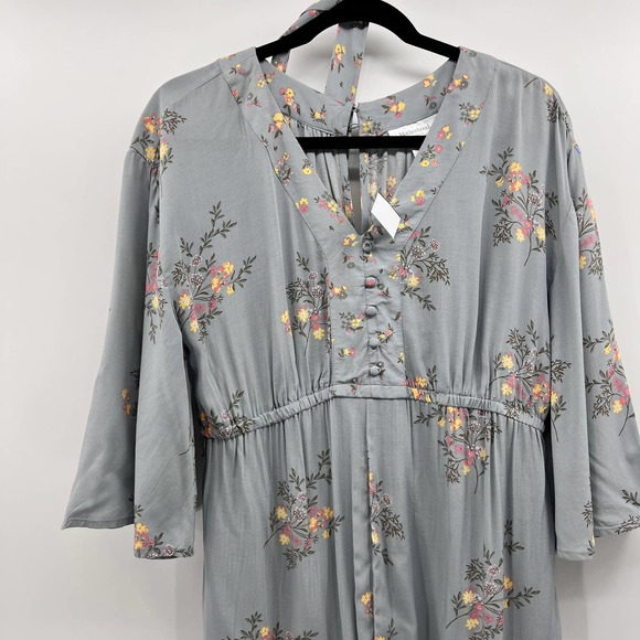 Motherhood Maternity Short Sleeve Romper Floral Fabric Tie Belt Pleated Medium - Picture 3 of 12